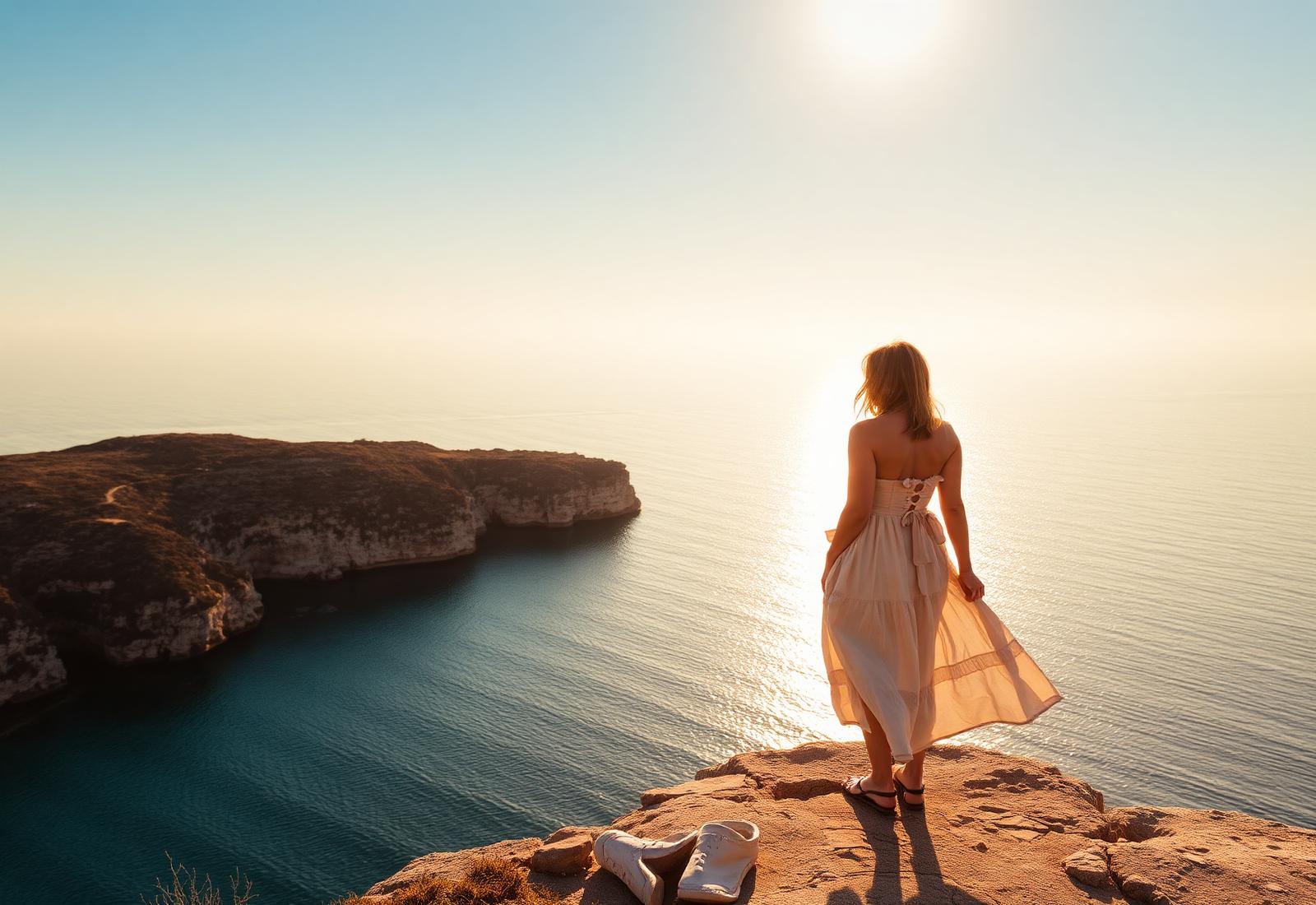 Solo traveller at sunset
